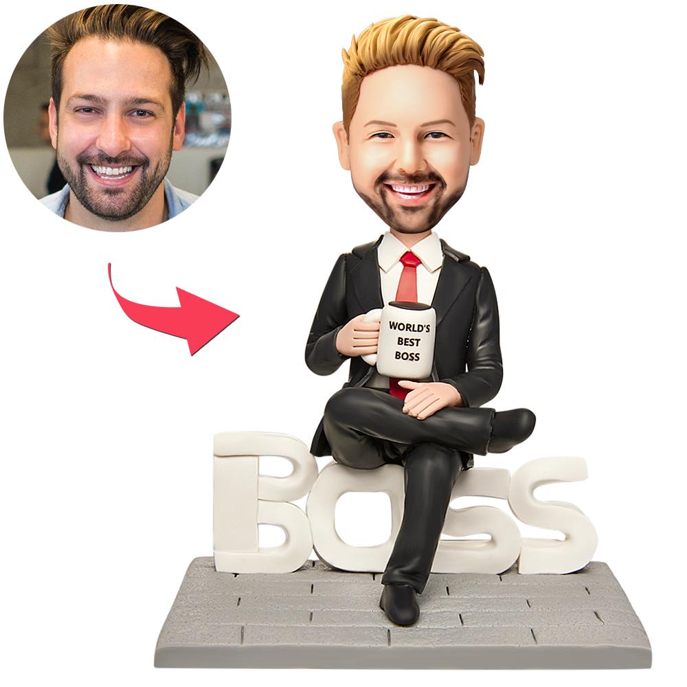 Cadeau Bobblehead Personnalisé Pour Patron Dominateur Patron Masculin Bobblehead Avec Texte - votrecollierprenomfr