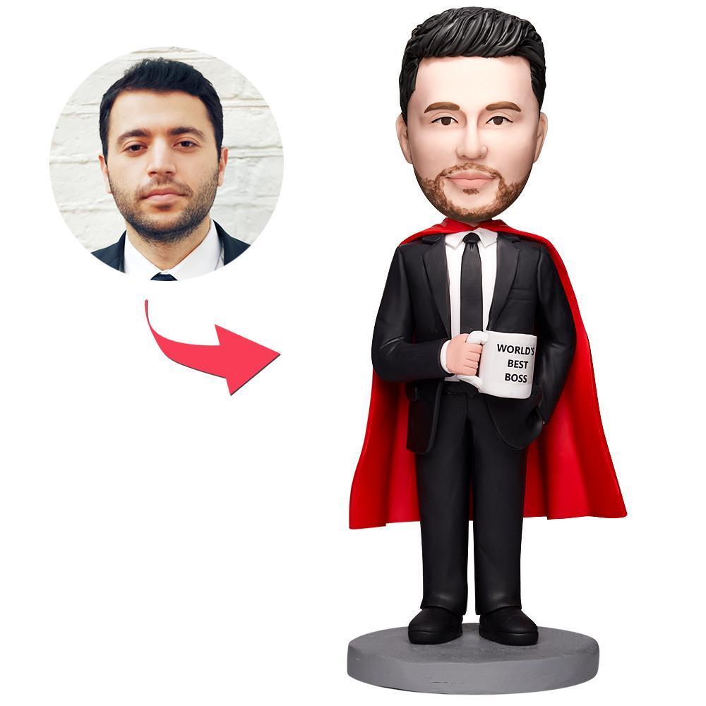 Bobblehead Personnalisé Super Boss Avec Texte Gravé - votrecollierprenomfr