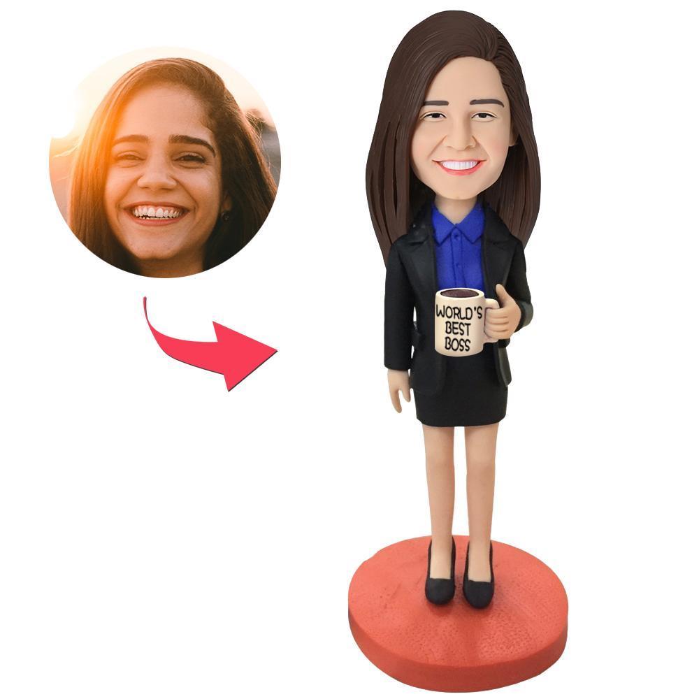 Bobblehead Personnalisé De Patron Féminin Avec Texte Gravé - votrecollierprenomfr