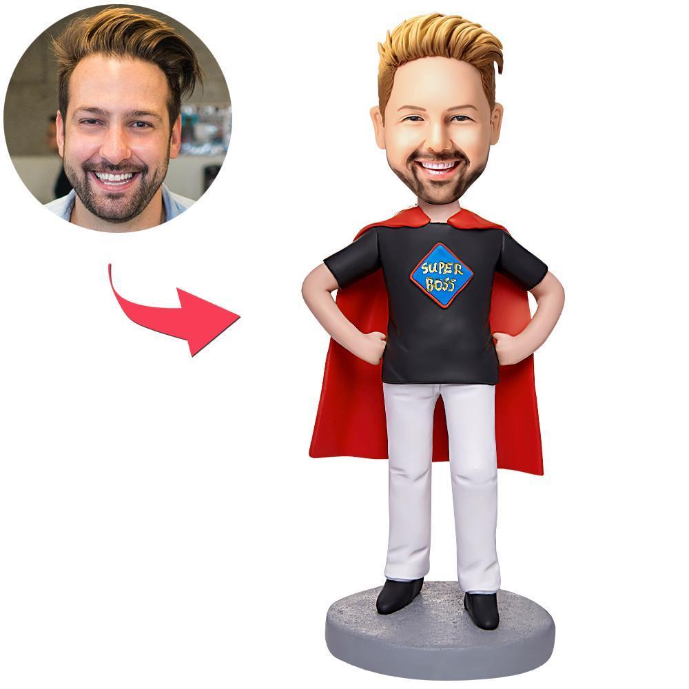 Bobblehead Personnalisé Super Boss Businessman Avec Texte Gravé - votrecollierprenomfr