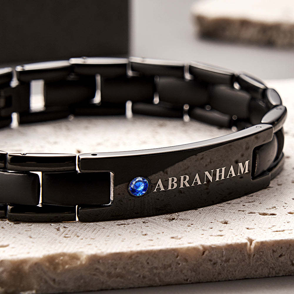 Bracelet En Diamant Personnalisé, Bracelet Vintage Gravable, Cadeau Pour Hommes - votrecollierprenomfr