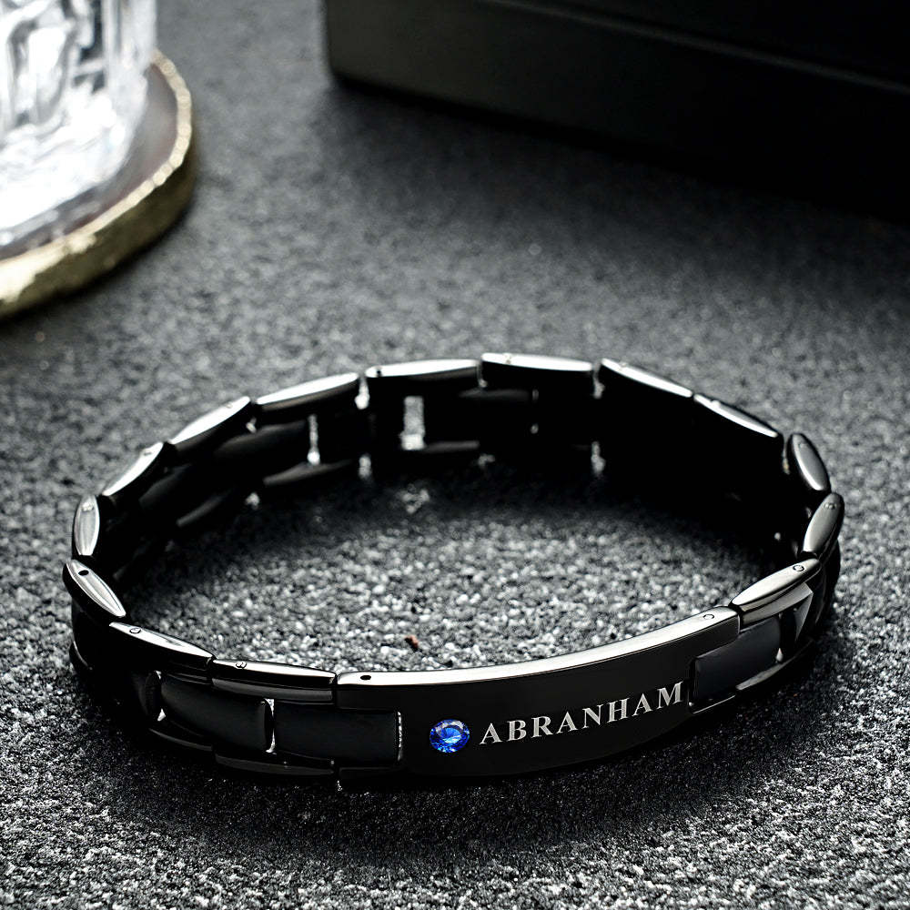 Bracelet En Diamant Personnalisé, Bracelet Vintage Gravable, Cadeau Pour Hommes - votrecollierprenomfr