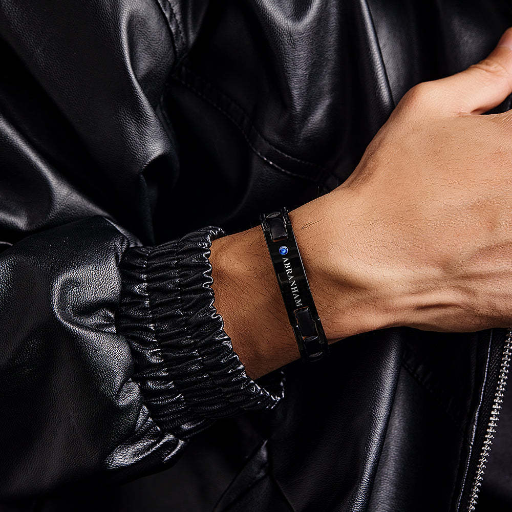 Bracelet En Diamant Personnalisé, Bracelet Vintage Gravable, Cadeau Pour Hommes - votrecollierprenomfr