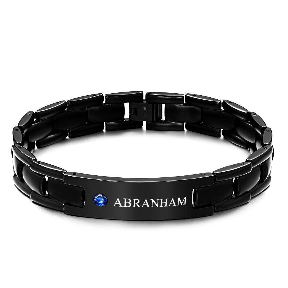 Bracelet En Diamant Personnalisé, Bracelet Vintage Gravable, Cadeau Pour Hommes - votrecollierprenomfr