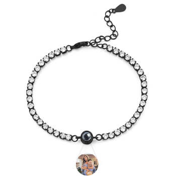 Bracelet De Tennis À Projection De Photos Personnalisé, Bracelet Photo En Cercle Tendance, Cadeaux Pour Lui - votrecollierprenomfr