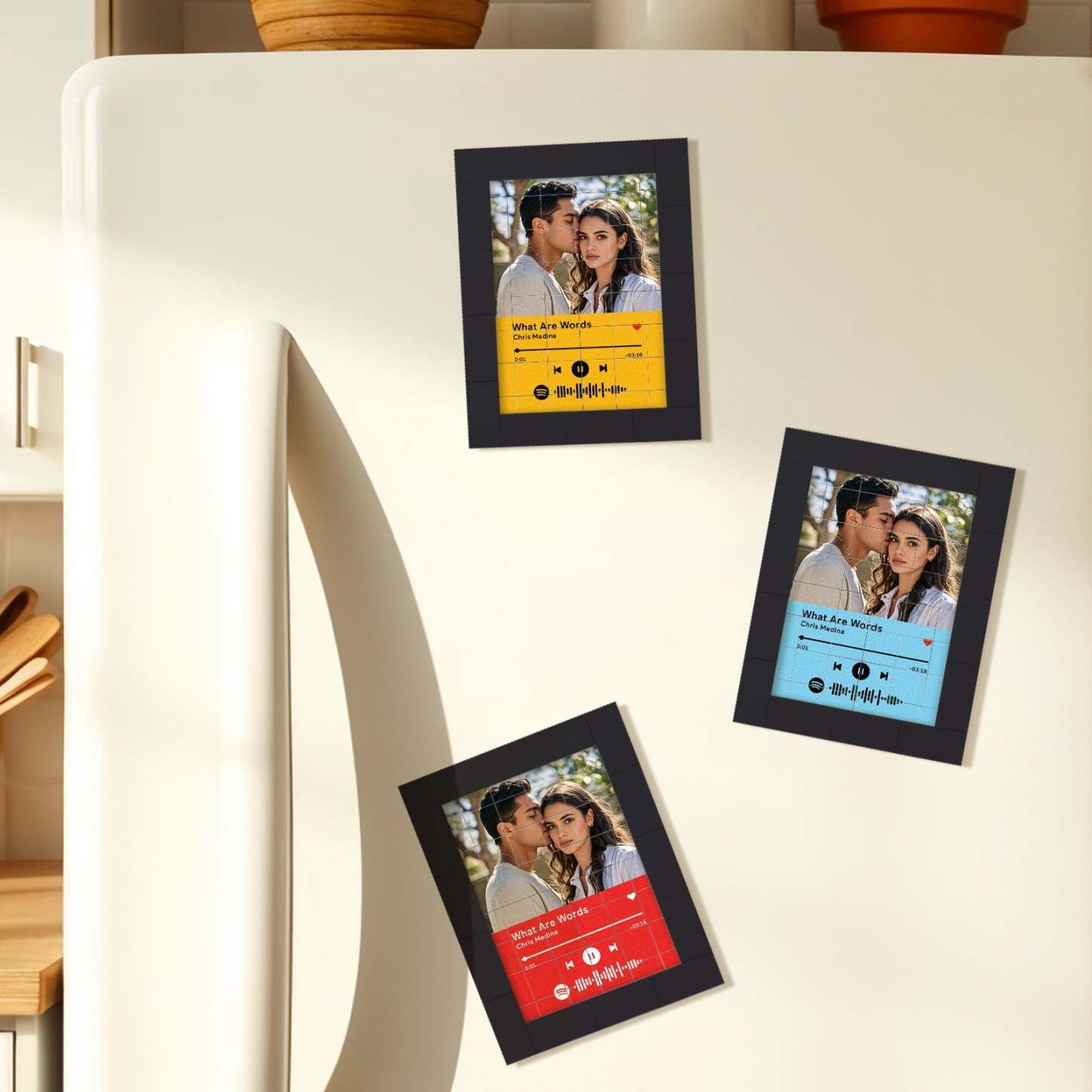 Blocs De Construction De Photos Personnalisés, Aimant De Réfrigérateur, Musique Spotify Personnalisée, Idées Cadeaux - votrecollierprenomfr