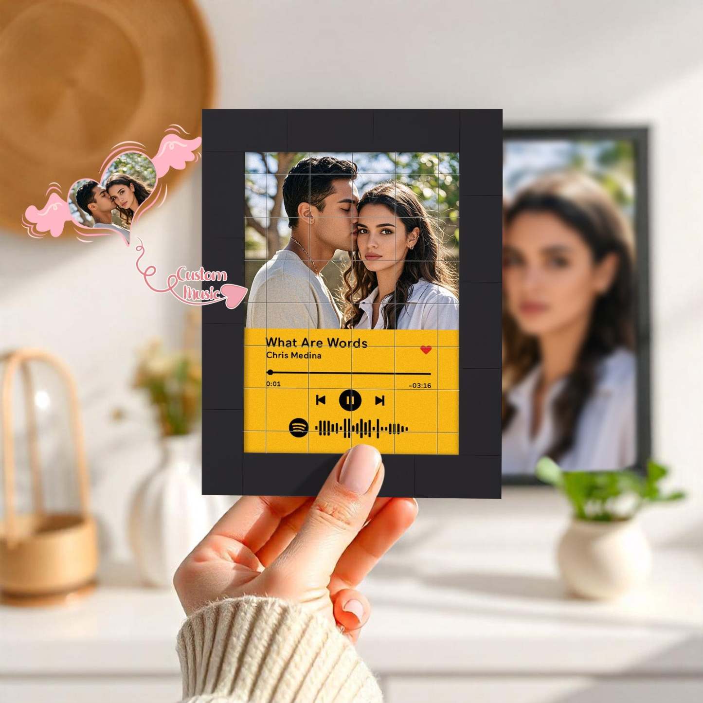 Blocs De Construction De Photos Personnalisés, Aimant De Réfrigérateur, Musique Spotify Personnalisée, Idées Cadeaux - votrecollierprenomfr