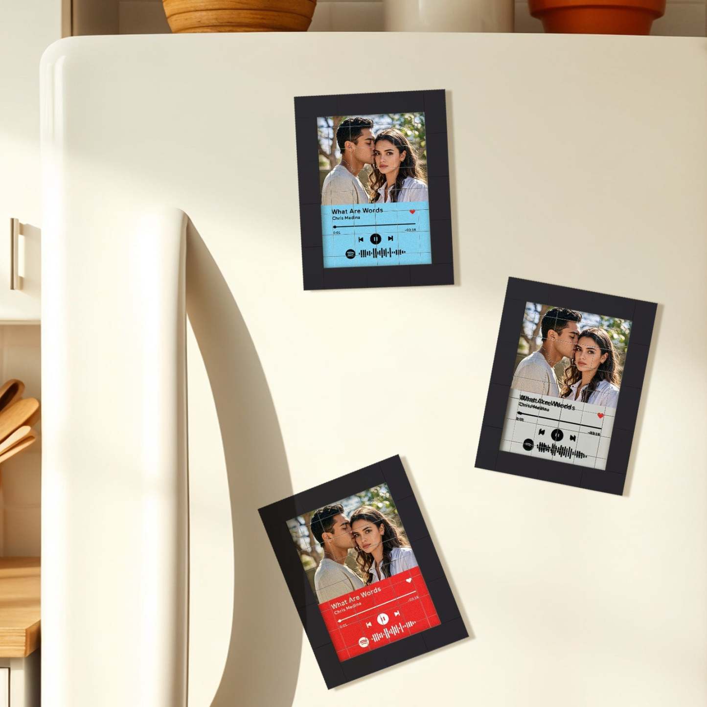 Blocs De Construction De Photos Personnalisés, Aimant De Réfrigérateur, Musique Spotify Personnalisée, Idées Cadeaux - votrecollierprenomfr