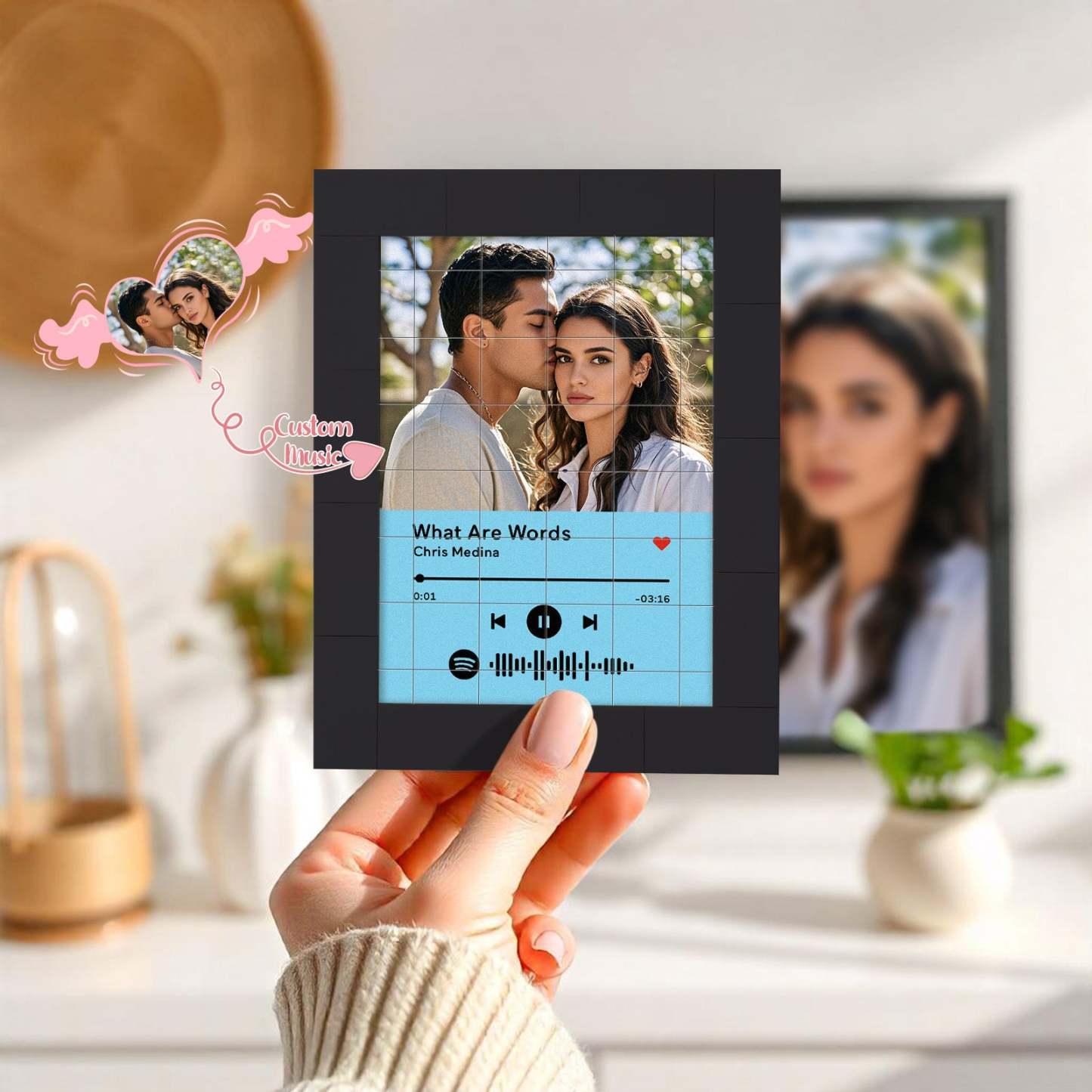 Blocs De Construction De Photos Personnalisés, Aimant De Réfrigérateur, Musique Spotify Personnalisée, Idées Cadeaux - votrecollierprenomfr