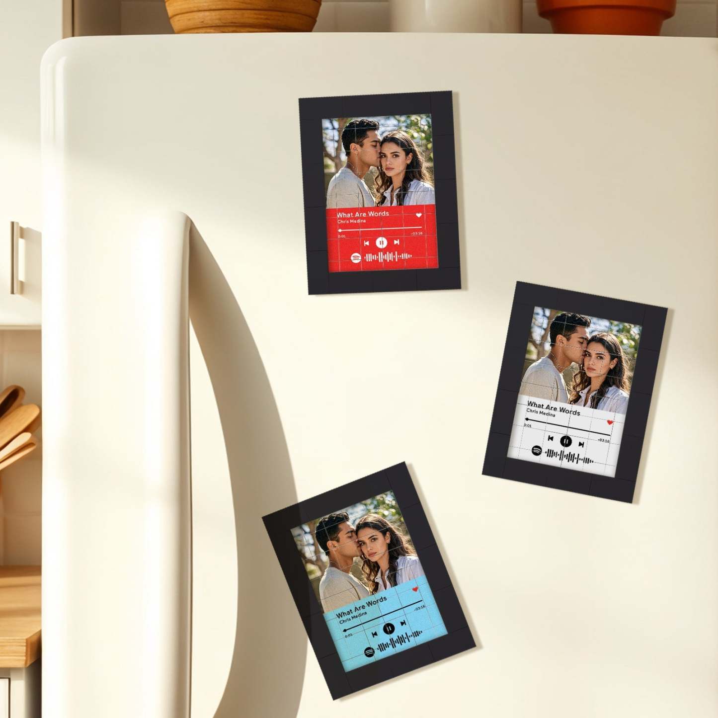 Blocs De Construction De Photos Personnalisés, Aimant De Réfrigérateur, Musique Spotify Personnalisée, Idées Cadeaux - votrecollierprenomfr