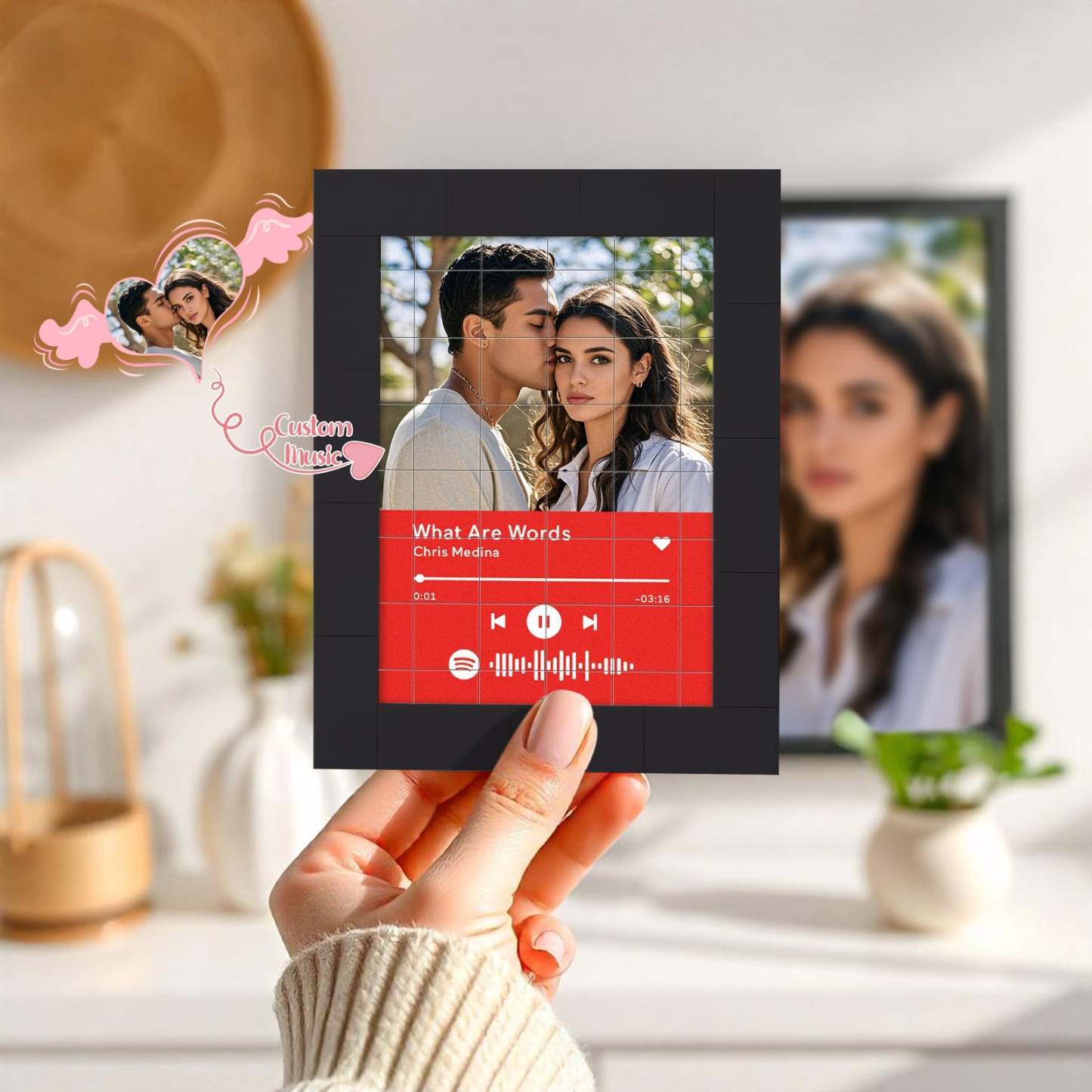 Blocs De Construction De Photos Personnalisés, Aimant De Réfrigérateur, Musique Spotify Personnalisée, Idées Cadeaux - votrecollierprenomfr