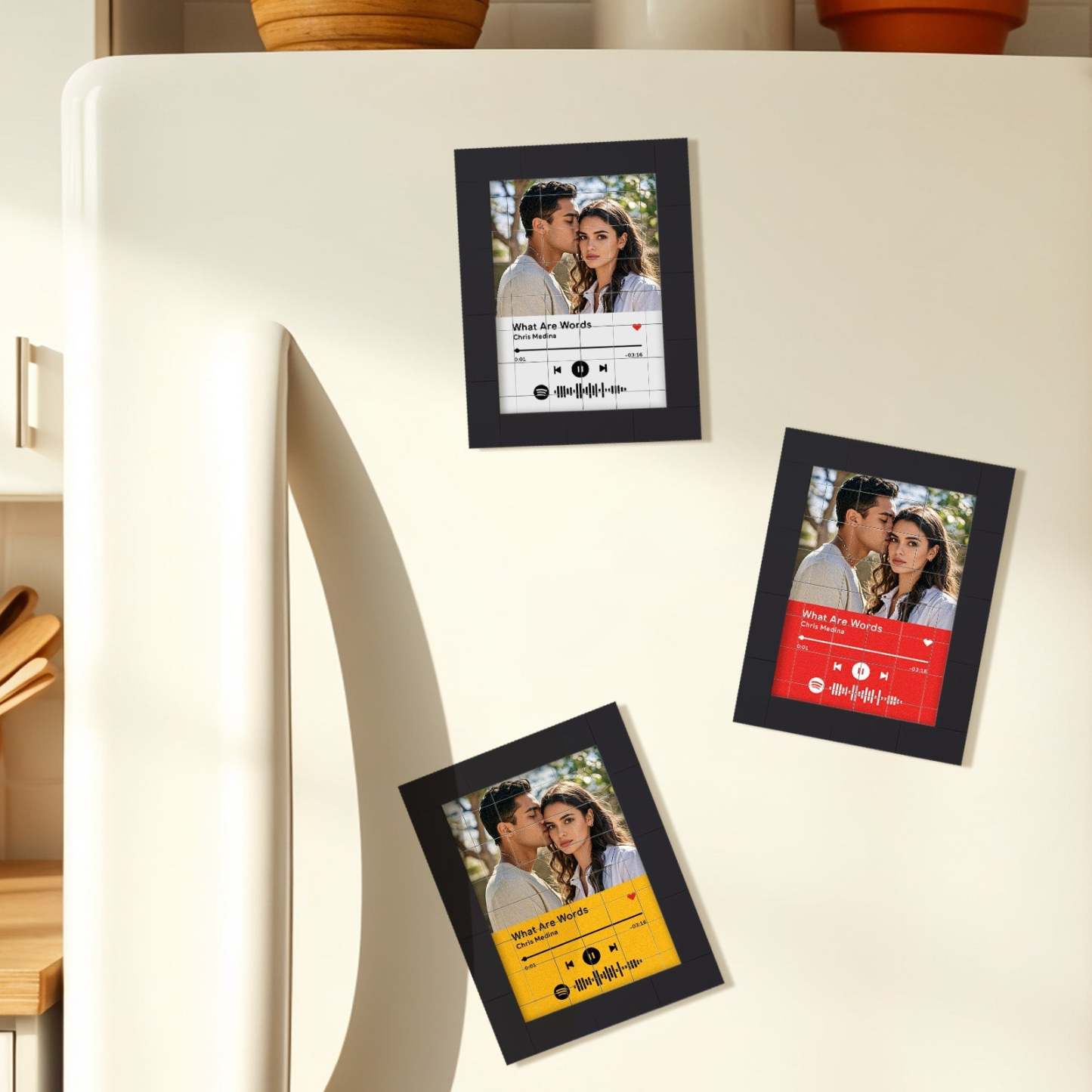 Blocs De Construction De Photos Personnalisés, Aimant De Réfrigérateur, Musique Spotify Personnalisée, Idées Cadeaux - votrecollierprenomfr