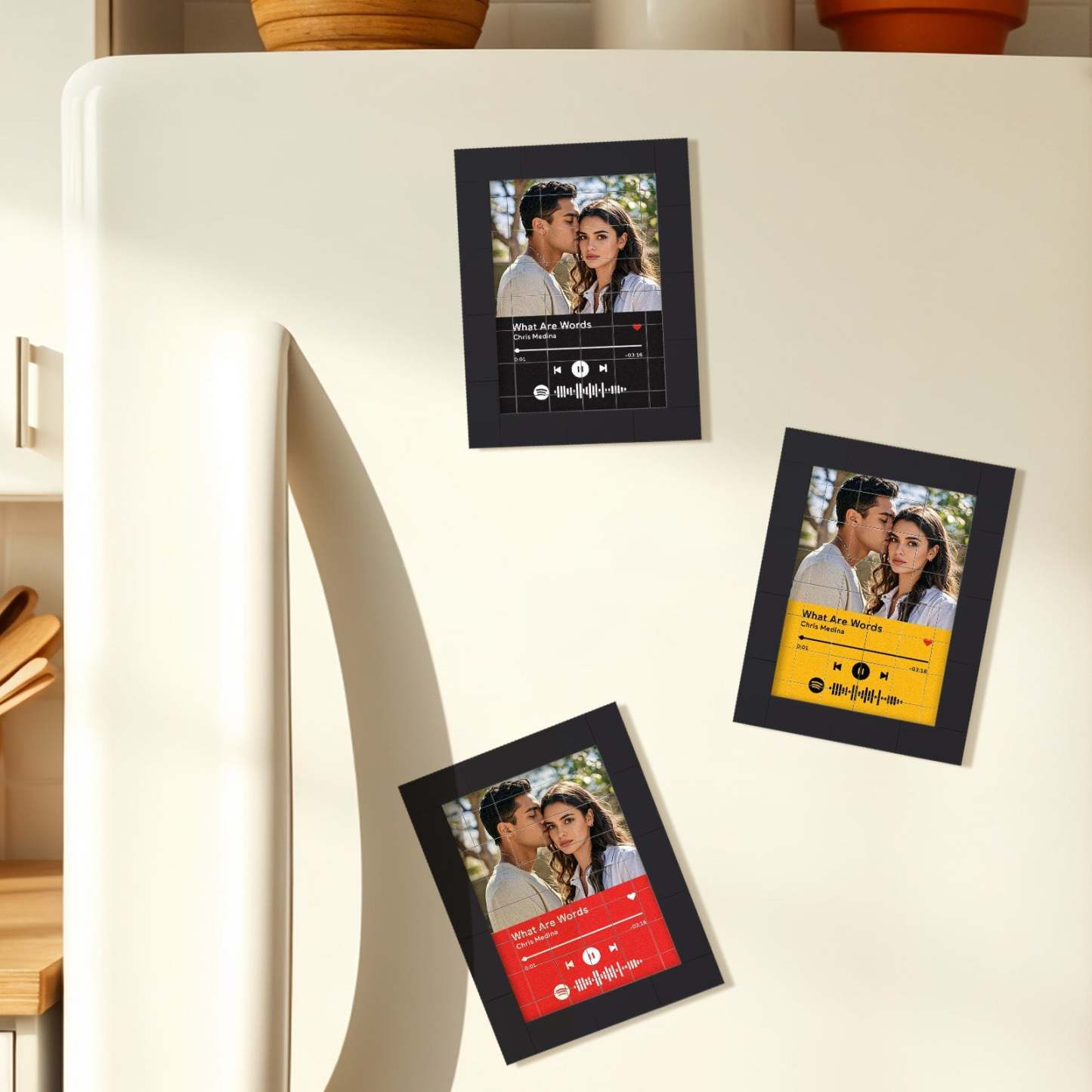 Blocs De Construction De Photos Personnalisés, Aimant De Réfrigérateur, Musique Spotify Personnalisée, Idées Cadeaux - votrecollierprenomfr