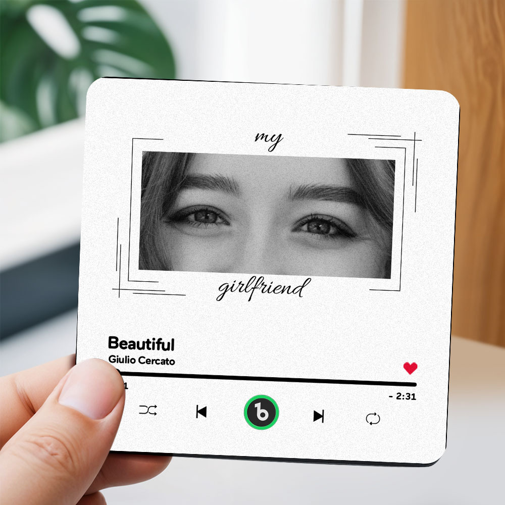 Aimant De Réfrigérateur Musical Personnalisé Avec Yeux Et Nom, Photo Encadrée, Sticker Mural Musical, Mouvement Musical Jouable, Cadeau Idéal Pour Elle - votrecollierprenomfr