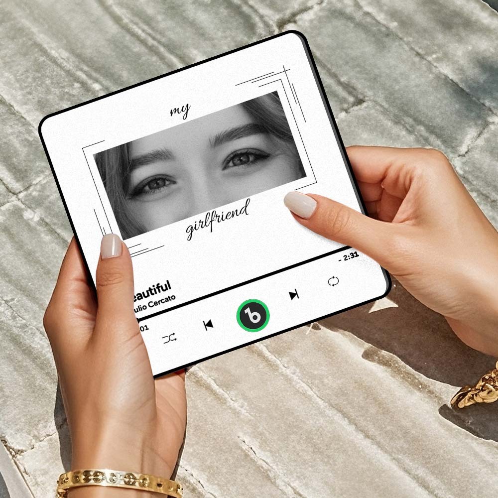 Aimant De Réfrigérateur Musical Personnalisé Avec Yeux Et Nom, Photo Encadrée, Sticker Mural Musical, Mouvement Musical Jouable, Cadeau Idéal Pour Elle - votrecollierprenomfr