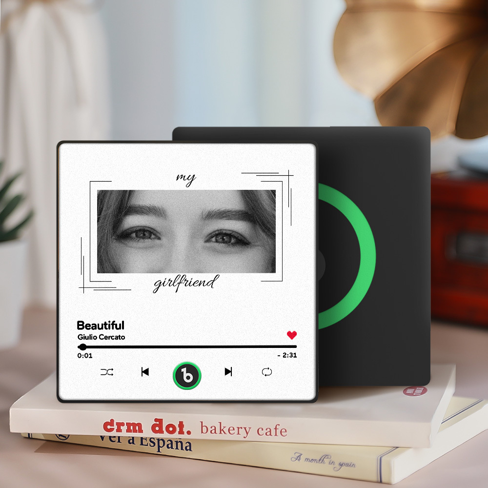 Aimant De Réfrigérateur Musical Personnalisé Avec Yeux Et Nom, Photo Encadrée, Sticker Mural Musical, Mouvement Musical Jouable, Cadeau Idéal Pour Elle - votrecollierprenomfr