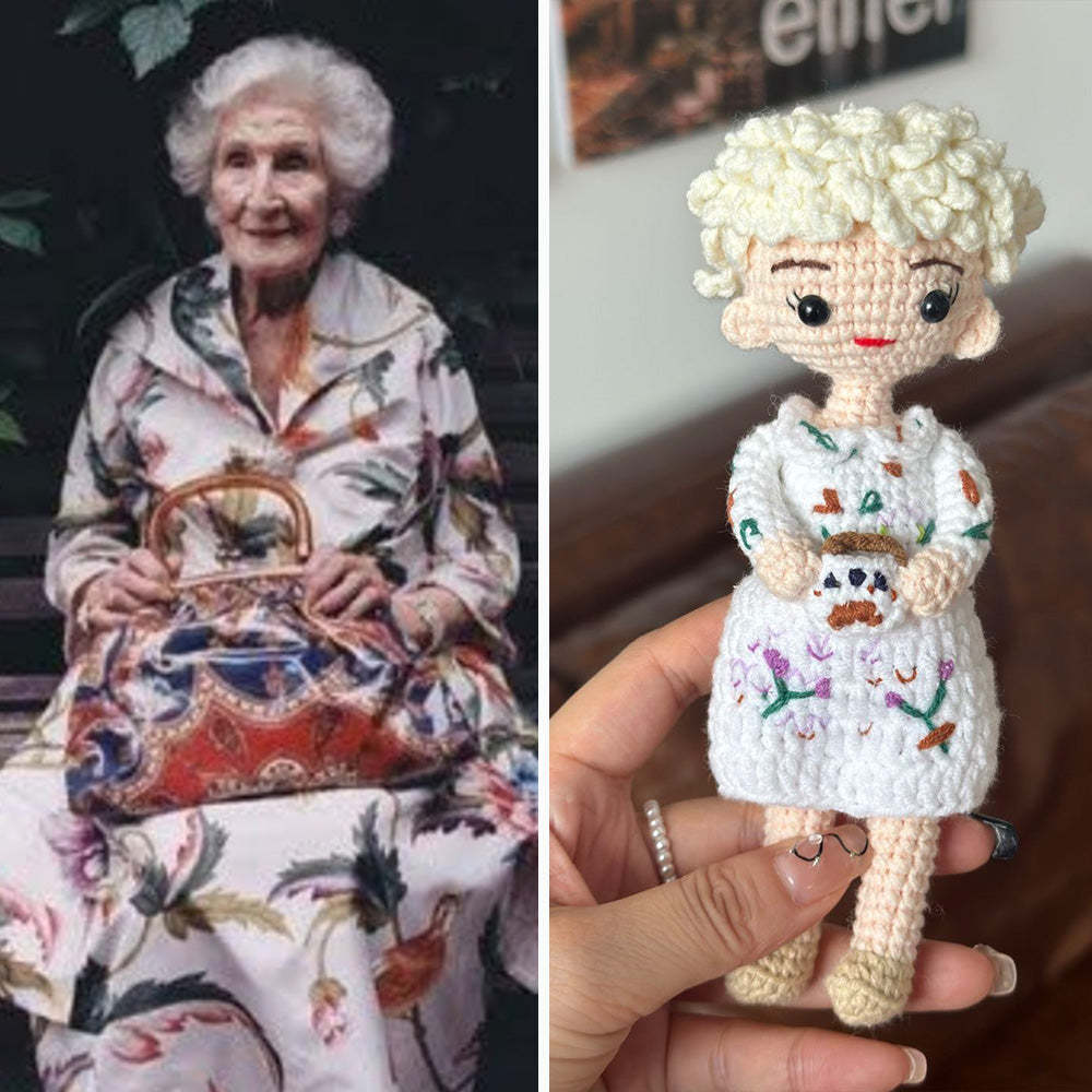 Poupée Au Crochet Personnalisée, Cadeaux Personnalisés, Mini Poupées Tissées À La Main, Poupée De Mode Pour Grand-mère - votrecollierprenomfr
