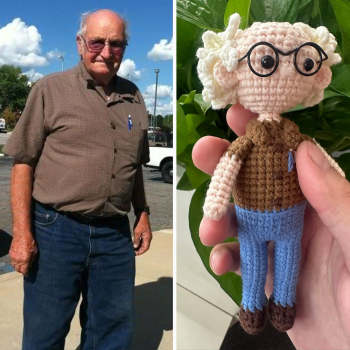 Poupée Au Crochet Personnalisée, Cadeau Personnalisé, Mini Poupées Tissées À La Main, Poupée De Mode Pour Grand-père - votrecollierprenomfr