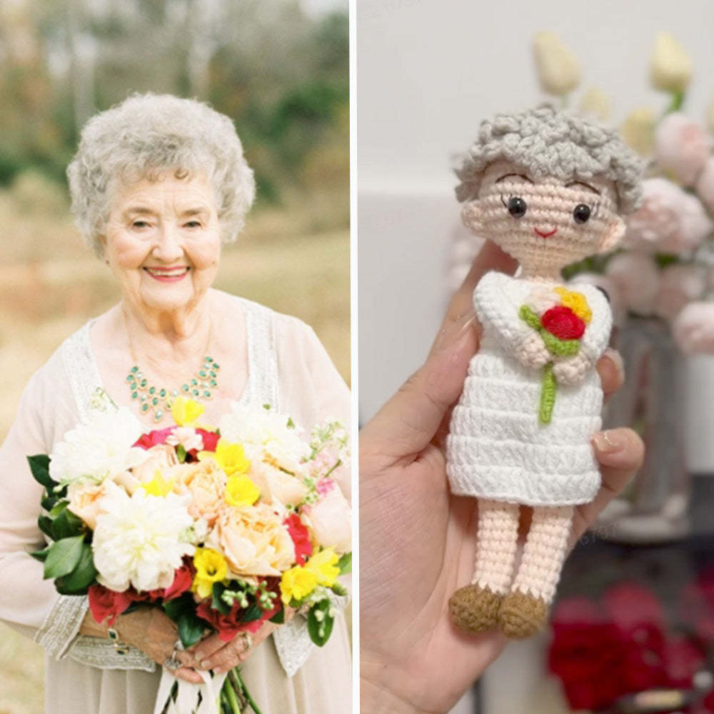 Poupée Au Crochet Personnalisée, Cadeau Personnalisé, Mini Poupées Tissées À La Main, Poupée De Mode Pour Grand-mère - votrecollierprenomfr
