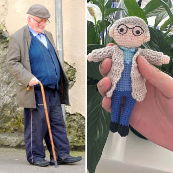 Poupée Au Crochet Personnalisée, Cadeaux Personnalisés, Mini Poupées Tissées À La Main Pour Grand-père - votrecollierprenomfr