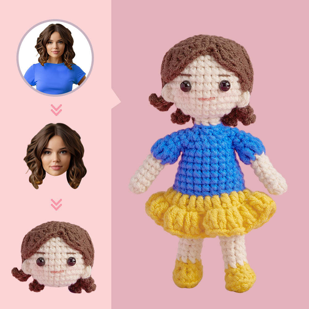 Poupée Au Crochet Avec Visage Personnalisé, Cadeaux Personnalisés, Mini Poupées Tissées À La Main - Blanche-neige - votrecollierprenomfr