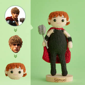 Poupée Au Crochet Avec Visage Personnalisé, Cadeaux Personnalisés, Mini Poupées Tissées À La Main - Thor - votrecollierprenomfr