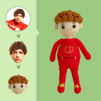 Poupée Au Crochet Avec Visage Personnalisé, Cadeaux Personnalisés, Mini Poupées Tissées À La Main - Flash - votrecollierprenomfr