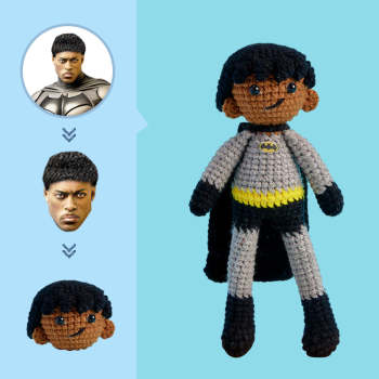 Poupée Au Crochet Avec Visage Personnalisé, Mini Poupées Tissées À La Main, Cadeaux Personnalisés - Batman - votrecollierprenomfr