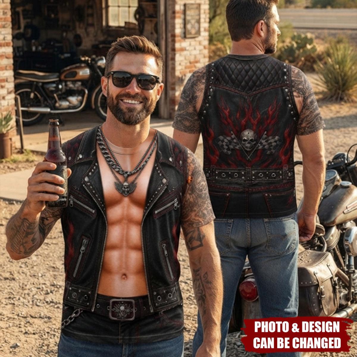 T-shirt Personnalisé Biker Muscle Personnalisé Drôle Moto Biker Chemise Cadeau Pour Lui - votrecollierprenomfr