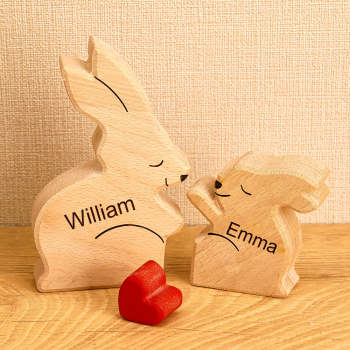 Puzzle Familial De Lapin En Bois, Noms Personnalisés, Cadeaux De Réchauffement De La Maison, Décoration De La Maison - votrecollierprenomfr