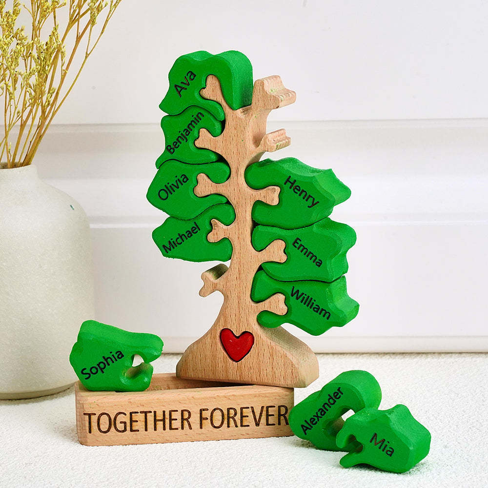 Puzzle D'arbre Généalogique En Bois, Noms Personnalisés, Décoration De Maison, Cadeaux De Réchauffement De La Maison - votrecollierprenomfr