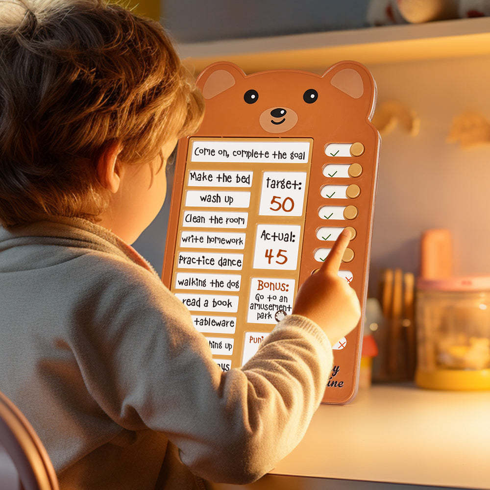 Texte Personnalisé Et Photo Ours Tableau De Routine Quotidienne Cadeaux Pour Les Enfants - votrecollierprenomfr