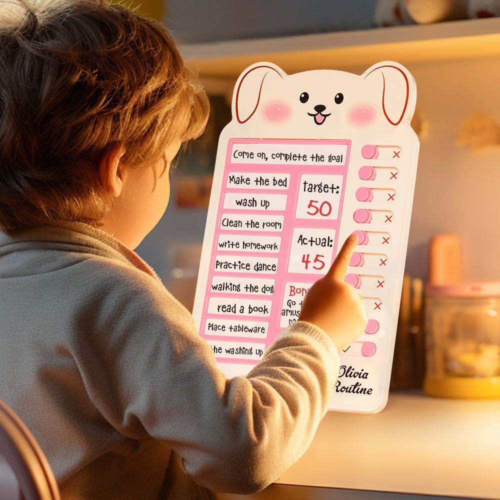 Texte Et Photo Personnalisés Tableau De Routine Quotidienne Du Lapin Cadeaux Pour Les Enfants - votrecollierprenomfr