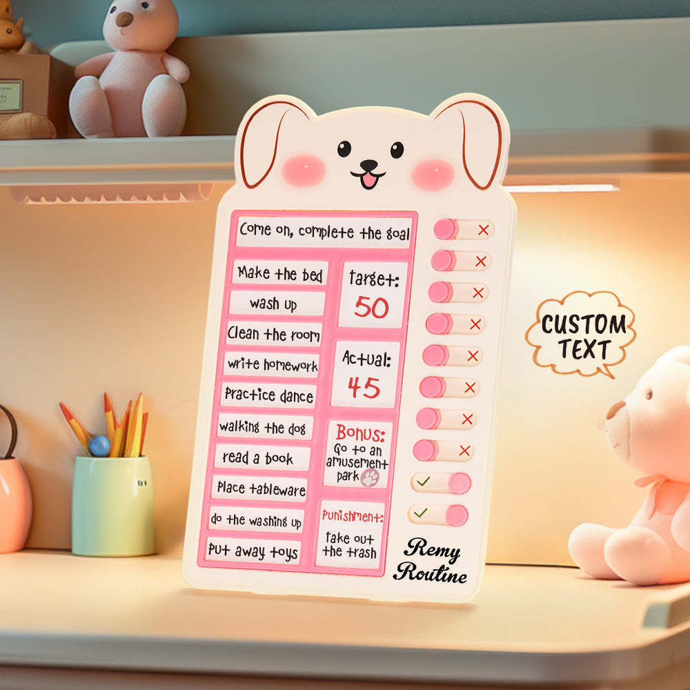 Texte Et Photo Personnalisés Tableau De Routine Quotidienne Du Lapin Cadeaux Pour Les Enfants - votrecollierprenomfr