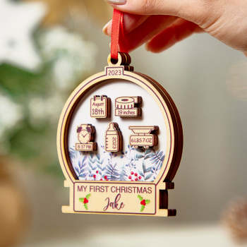 Décor D'arbre De Noël Personnalisé, Nom De Bébé Personnalisé, Poids, Taille, Ornement D'anniversaire, Premier Cadeau De Noël - votrecollierprenomfr