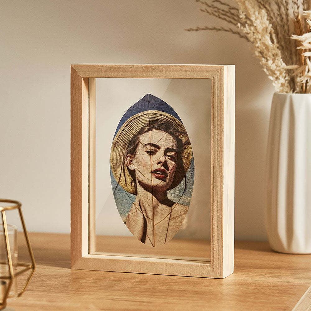 Peinture De Veines De Feuilles Avec Photo Personnalisée, Ornements De Maison, Cadeau Créatif Pour Couple - votrecollierprenomfr