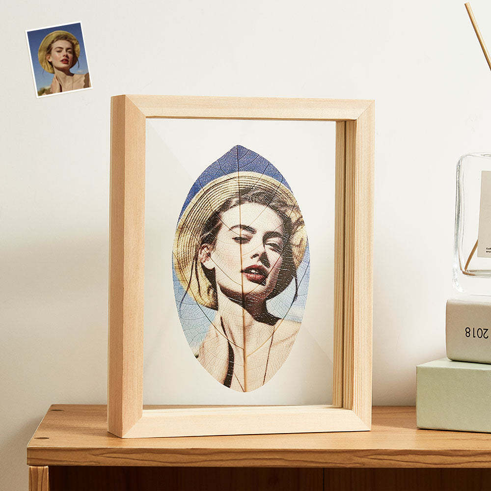 Peinture De Veines De Feuilles Avec Photo Personnalisée, Ornements De Maison, Cadeau Créatif Pour Couple - votrecollierprenomfr