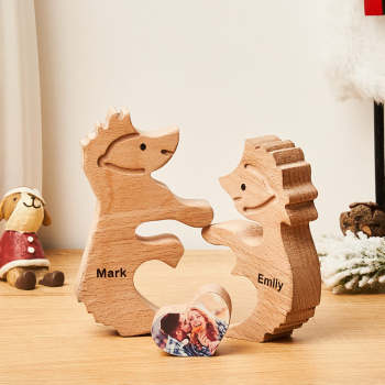 Puzzle Hérissons En Bois Avec Nom Personnalisé, Pour Couple, Décoration De Maison, Cadeaux De Noël - votrecollierprenomfr