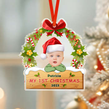 Ornement D'arbre De Noël Avec Visage Personnalisé, Premier Cadeau De Noël Pour Bébé - votrecollierprenomfr