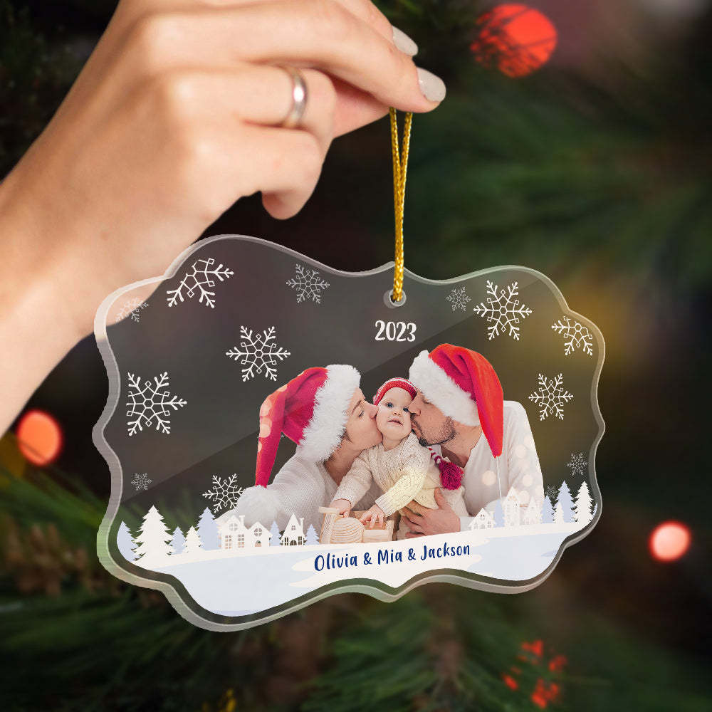 Ornement D'arbre De Noël Personnalisé Avec Photo Et Nom, Cadeau De Noël Familial - votrecollierprenomfr