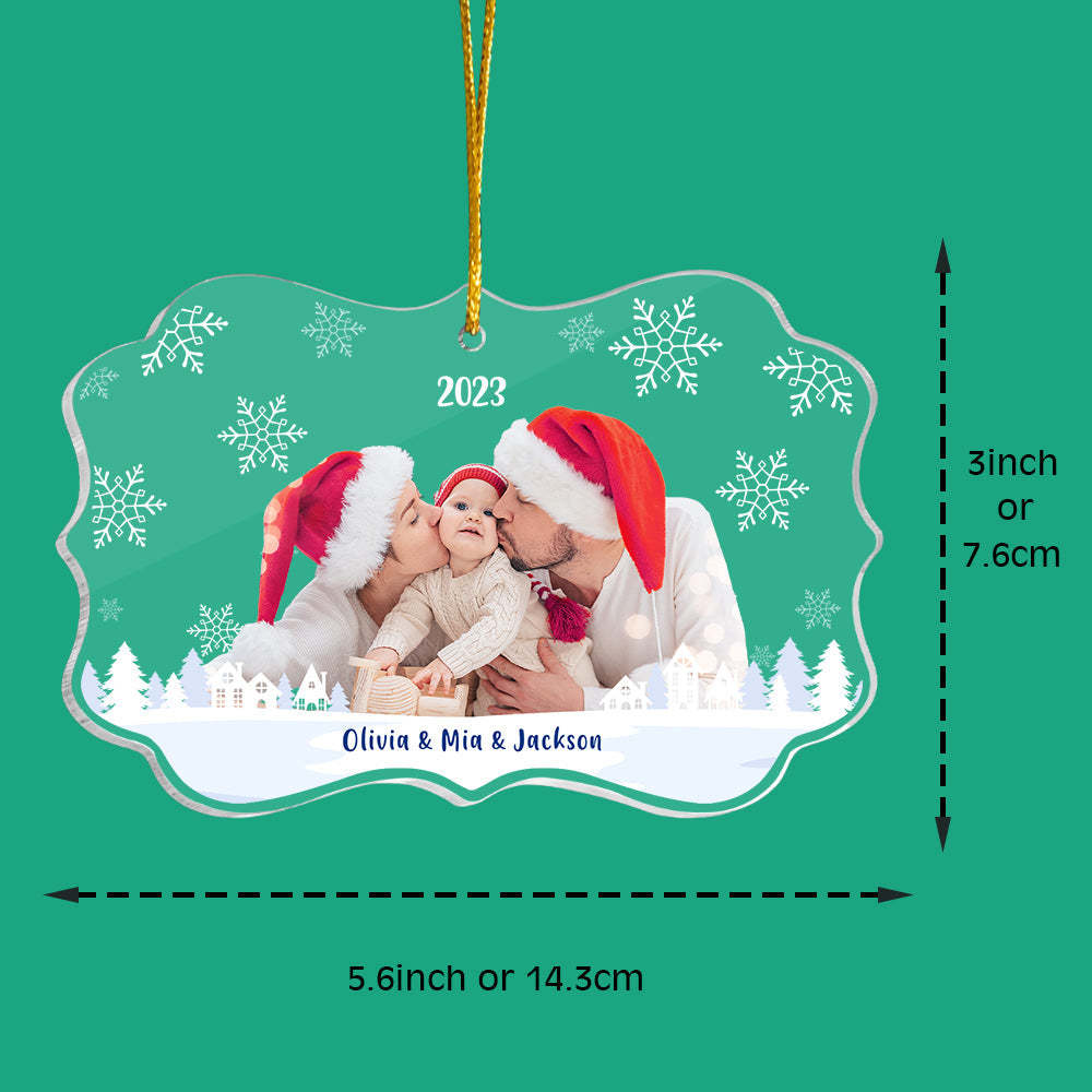 Ornement D'arbre De Noël Personnalisé Avec Photo Et Nom, Cadeau De Noël Familial - votrecollierprenomfr
