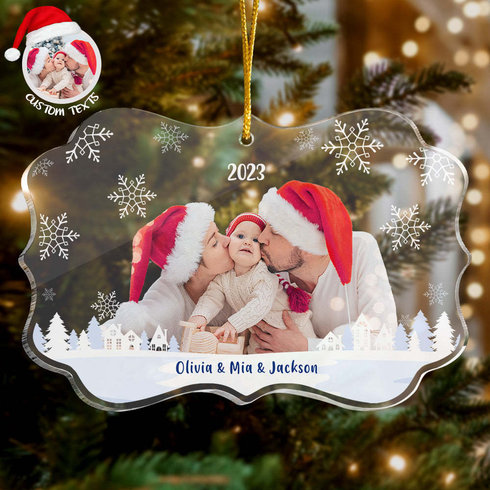 Ornement D'arbre De Noël Personnalisé Avec Photo Et Nom, Cadeau De Noël Familial - votrecollierprenomfr