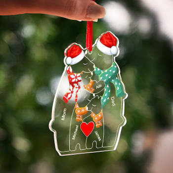 Noms Personnalisés Ours De Noël Famille Acrylique Ornement Personnalisé Souvenir De Noël Ornement Cadeau De Noël Décor - votrecollierprenomfr