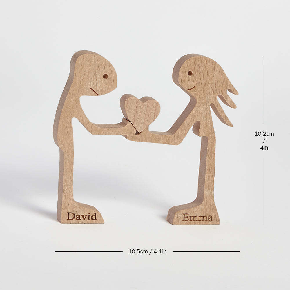 Blocs En Bois Pour Couple D'amour, Décoration De Table Avec Nom Personnalisé, Cadeaux Pour La Saint-valentin - votrecollierprenomfr