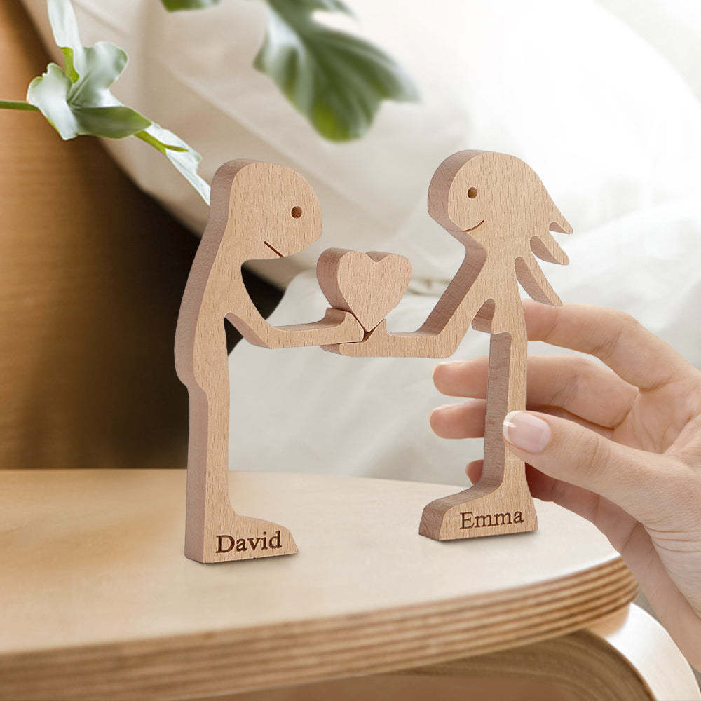 Blocs En Bois Pour Couple D'amour, Décoration De Table Avec Nom Personnalisé, Cadeaux Pour La Saint-valentin - votrecollierprenomfr