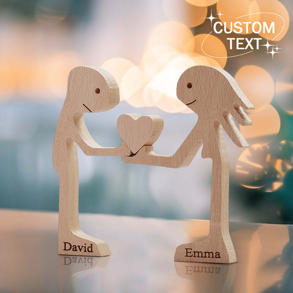 Blocs En Bois Pour Couple D'amour, Décoration De Table Avec Nom Personnalisé, Cadeaux Pour La Saint-valentin - votrecollierprenomfr