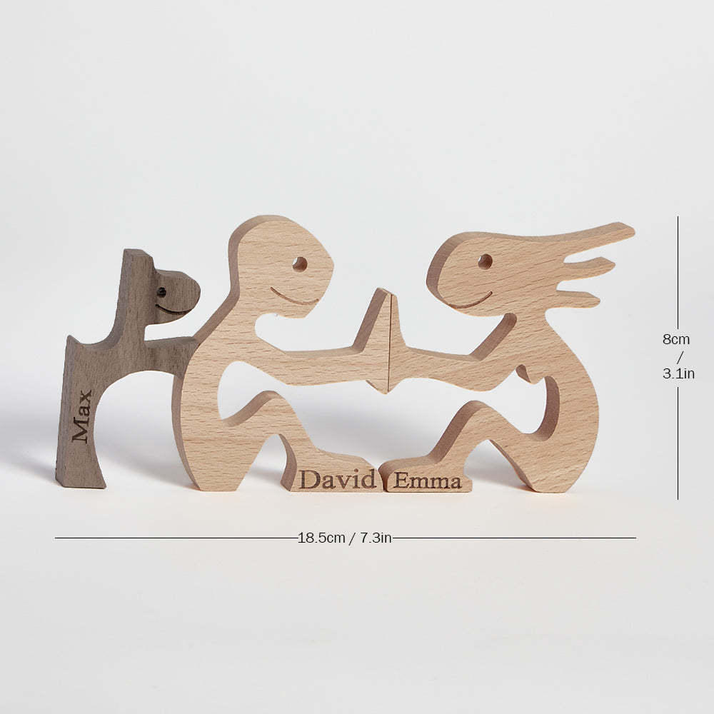 Blocs En Bois Pour Couple Et Chien, Noms Personnalisés, Décor De Table, Cadeaux De Saint Valentin - votrecollierprenomfr