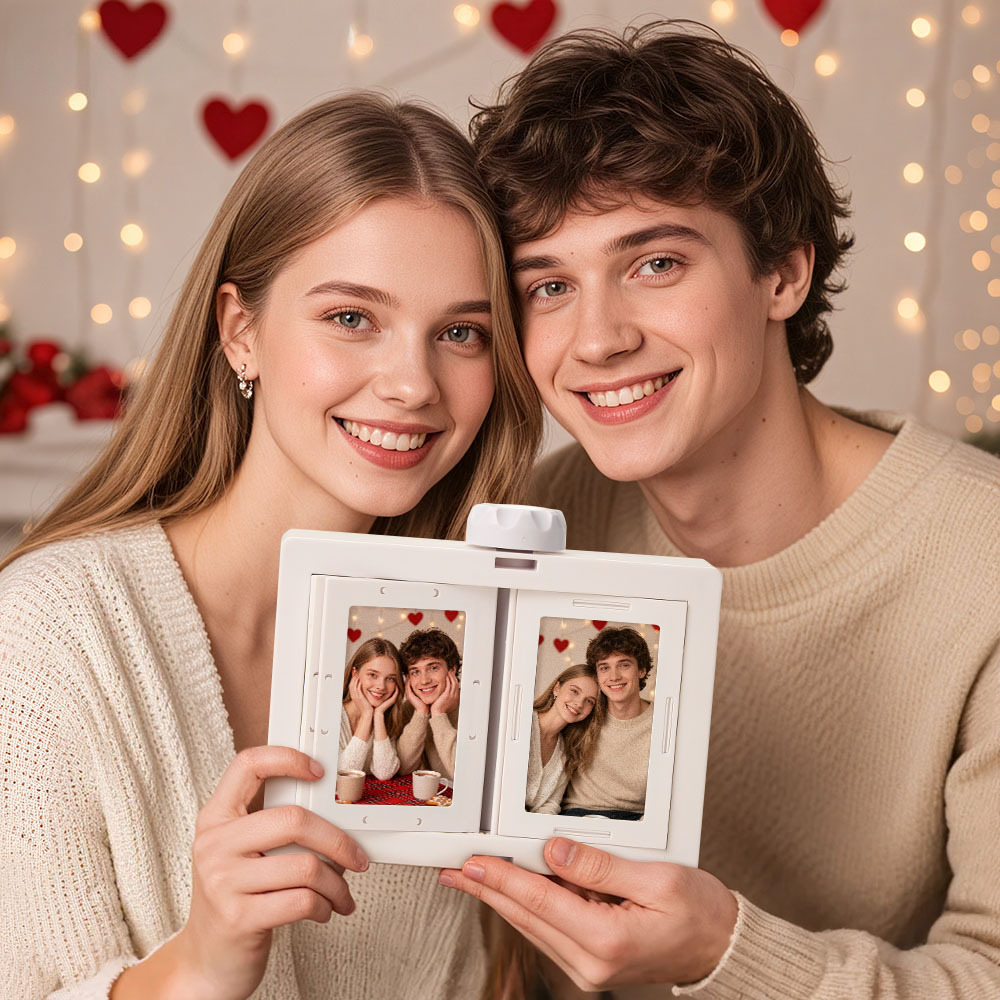 Cadre Photo Rotatif Personnalisé, Carrousel Photo De Bureau, Boîte Photo À Bascule, Cadeaux De Noël 2025 - votrecollierprenomfr