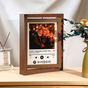 Cadre Rotatif Spotify Personnalisé Pour Photo, Code Spotify Numérisable, Cadre De Décoration Flottant, Cadeaux Pour Couples - votrecollierprenomfr