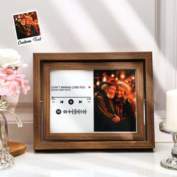 Cadre Rotatif Pour Photo Avec Code Spotify Scannable, Cadre Décoratif Flottant Personnalisé, Cadeaux Pour Couples - votrecollierprenomfr